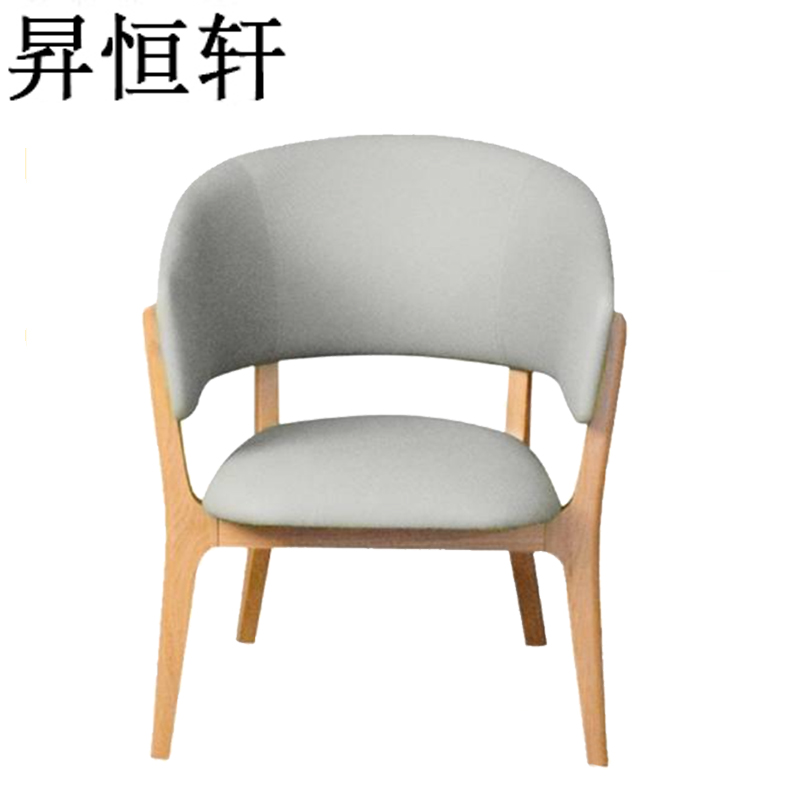 昇恒轩 单人沙发实木餐椅现代简约带扶手皮椅/个(灰色)高清大图