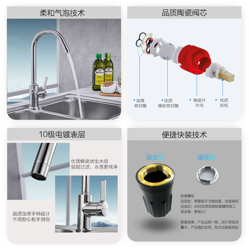 九牧 洗菜盆水槽洗碗池304不锈钢厨房水龙头冷热家用33080