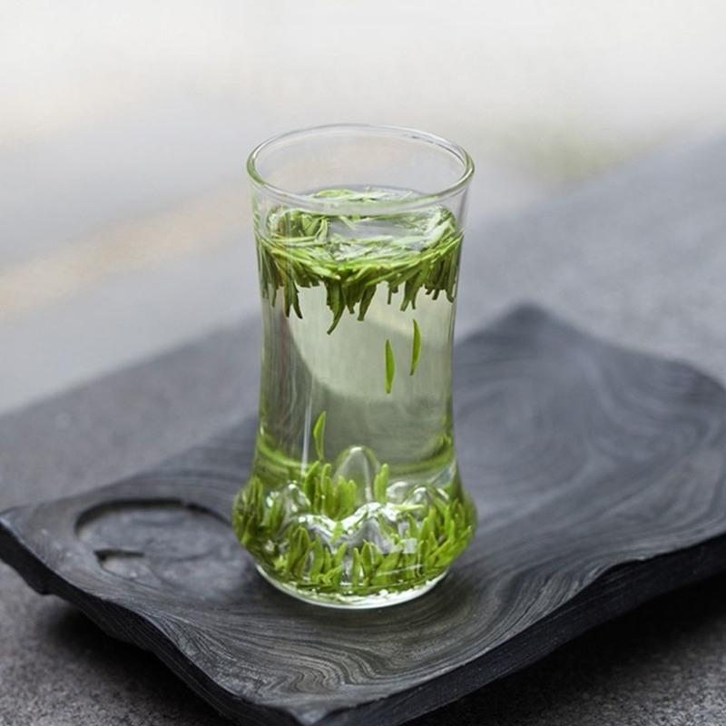 单层观山杯 300ml左右 创意观山泡茶杯家用双层玻璃杯透明玻璃金边山峦花茶杯