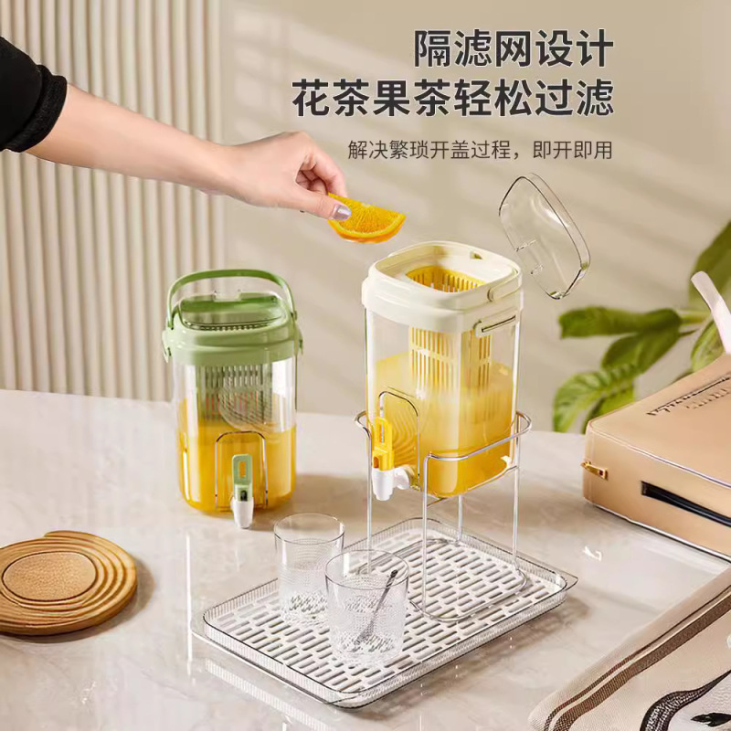 冷水壶家用储水带龙头泡茶桶冰镇果汁饮料桶户外野餐凉茶壶3759Z