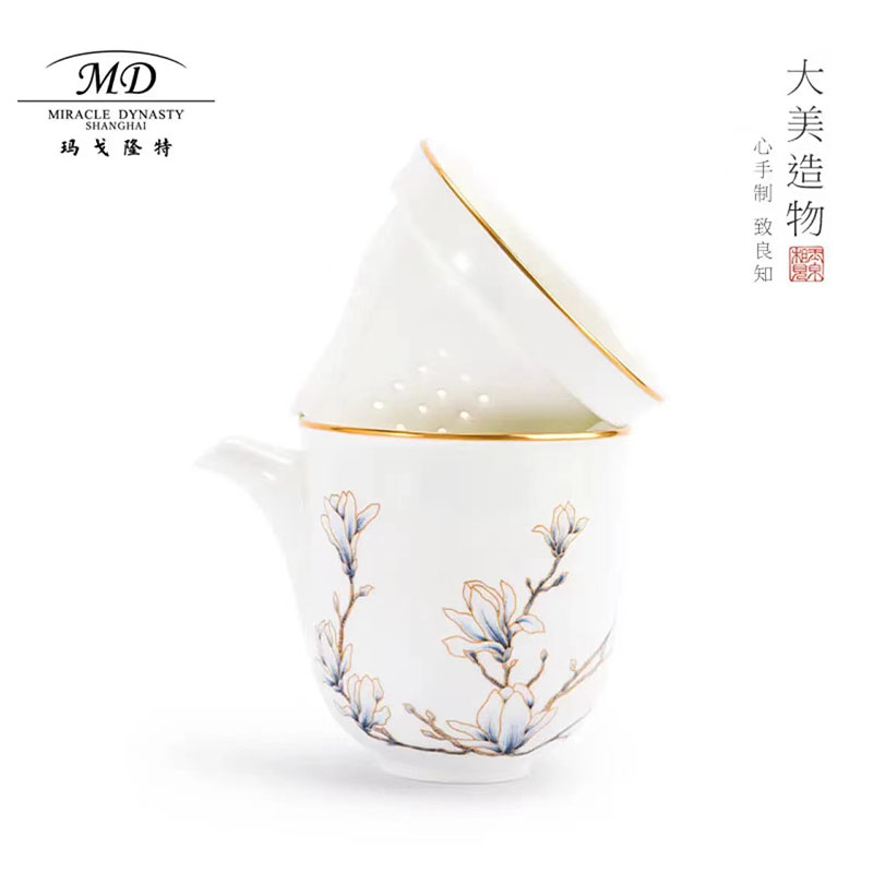玛戈隆特 进博玉兰旅行茶具-黄金珐琅彩 5头2人份 1.05.553高清大图