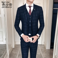 新郎西服套装男士正装晚礼服韩版修身型结婚西装婚礼支持人三件套