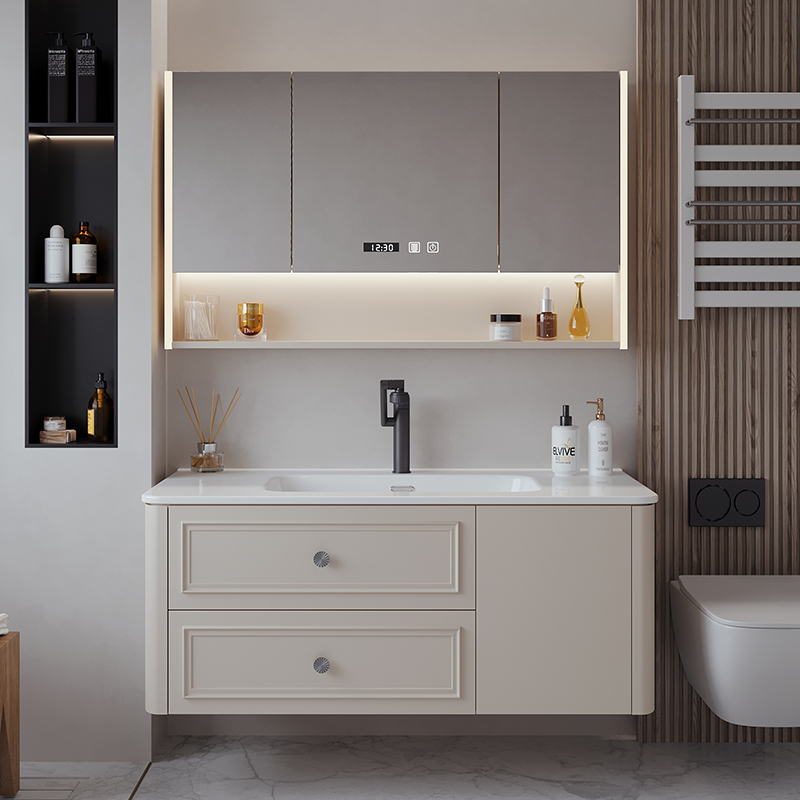 汉德斯科卫浴柜浴室柜组合实木智能镜柜一体陶瓷盆柜洗脸盆柜高清大图