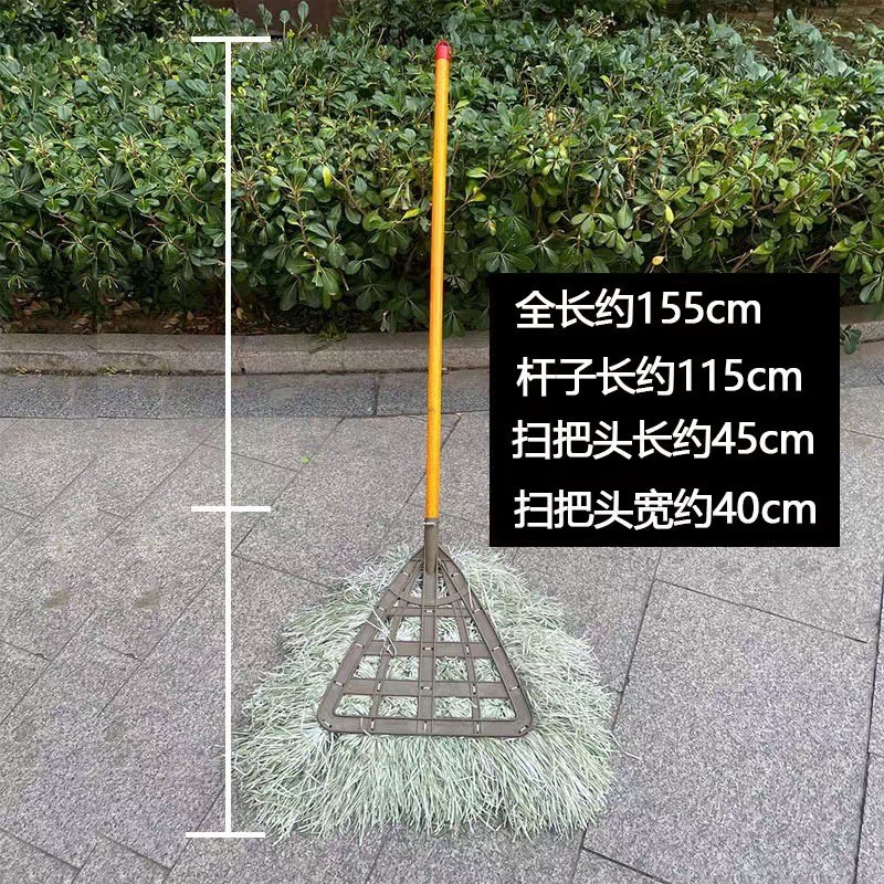 礼千初 手编竹制大扫把笤帚塑料丝园林大扫帚庭院打扫环卫户外马路扫 三脚架绿色丝木杆扫把