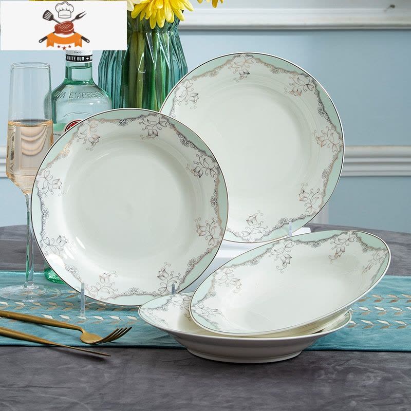 敬平4个装景德镇家用陶瓷深盘8欧式圆形菜盘子碗碟套装饭盘牛排盘图片