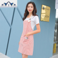 日系家务围裙无袖色棉麻女士防污时尚秋天夏季透气围腰可调节 三维工匠 深粉（挂脖）可调节