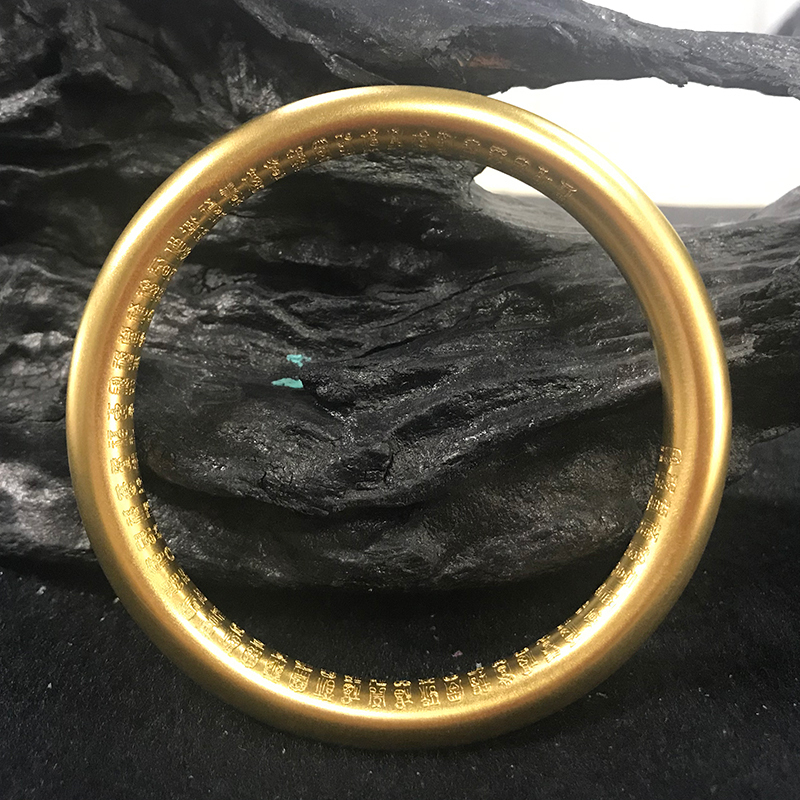 金一 足金999古法传承经文哑光女士 黄金手镯简约首饰送女友母亲节礼物(计价) ABEG01