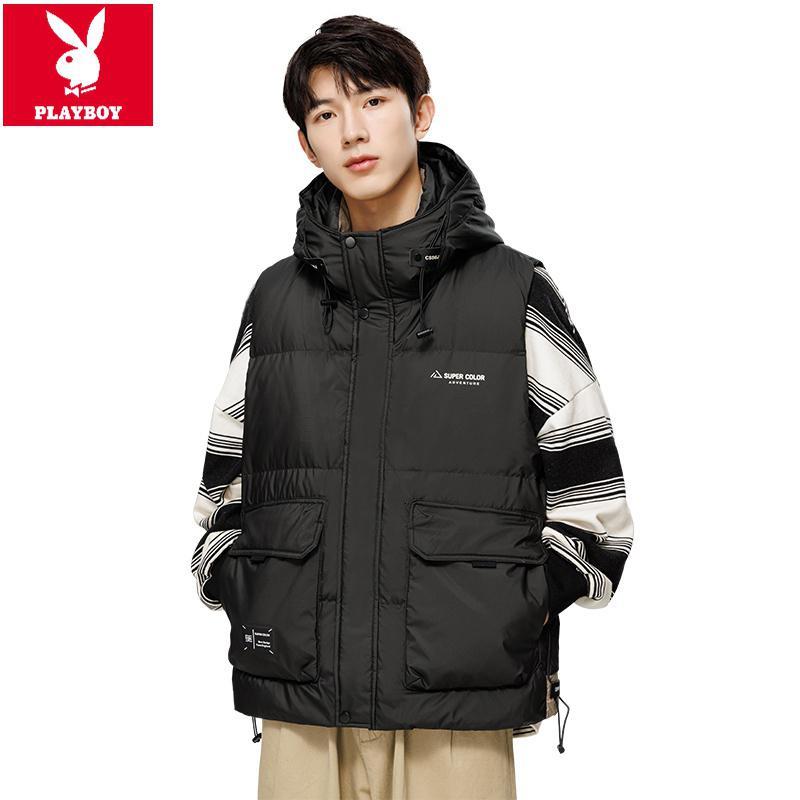 花花公子 m093-2023冬季新款羽绒马甲男休闲夹克无袖外套