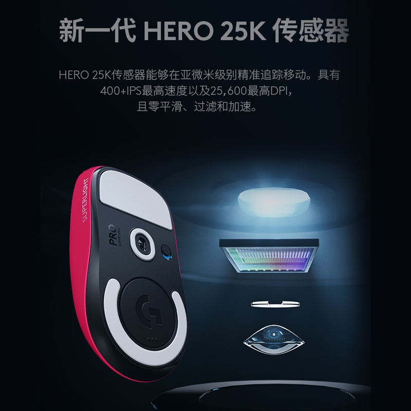 罗技(Logitech) G PRO 二代PRO X SUPERLIGHT无线游戏电竞鼠标 GPW二代粉狗屁王 胜利之粉