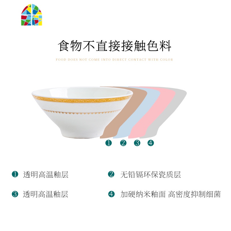碗碟套装家用陶瓷饭碗单个米饭碗景德镇创意简约欧式金边餐具 FENGHOU 罗曼尼4.5英寸奥碗高清大图