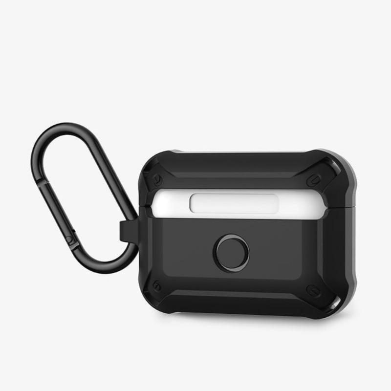苹果1代/2代[送挂钩] 黑色 适用苹果耳机保护套Airpods pro保护套防摔机甲1/2/3代耳机盒开关