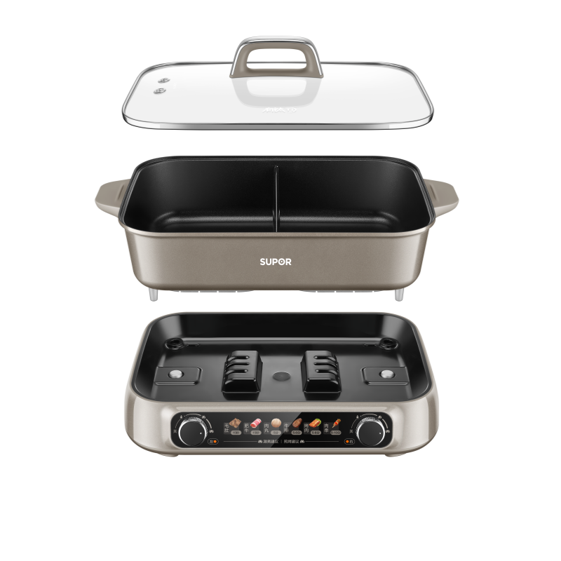 苏泊尔多功能电火锅H60FK833Y 大容量智能控温健康不粘设计高清大图