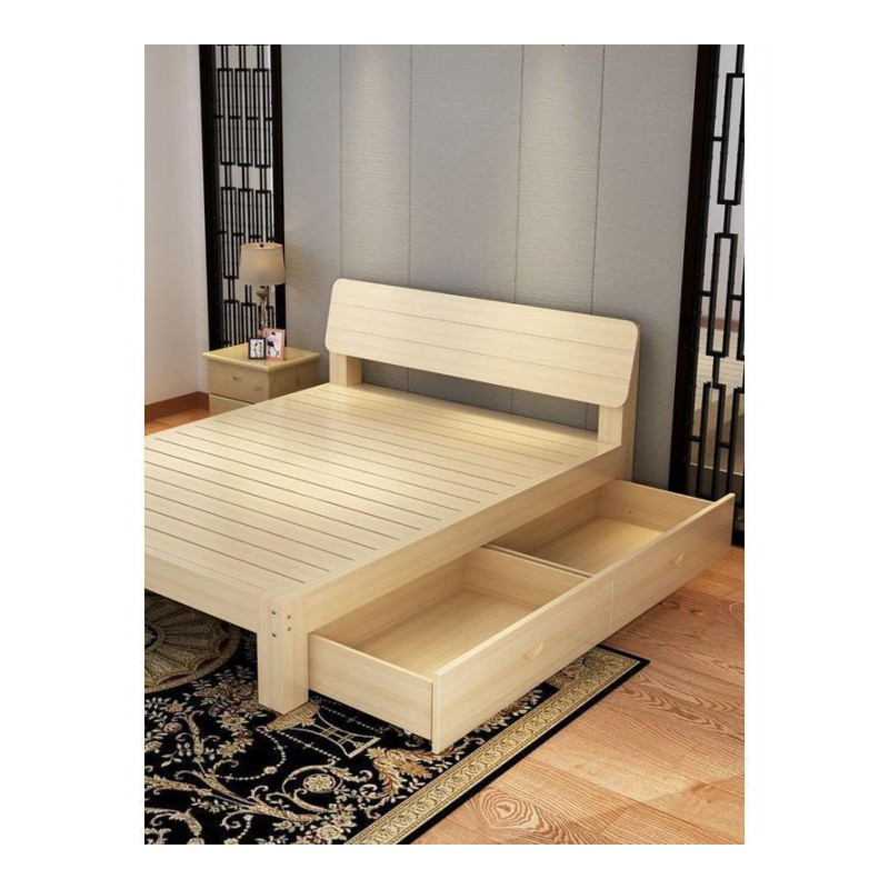 苏宁放心购苏宁严选实木床180cm200cm双人床现代简约15米主卧松木床