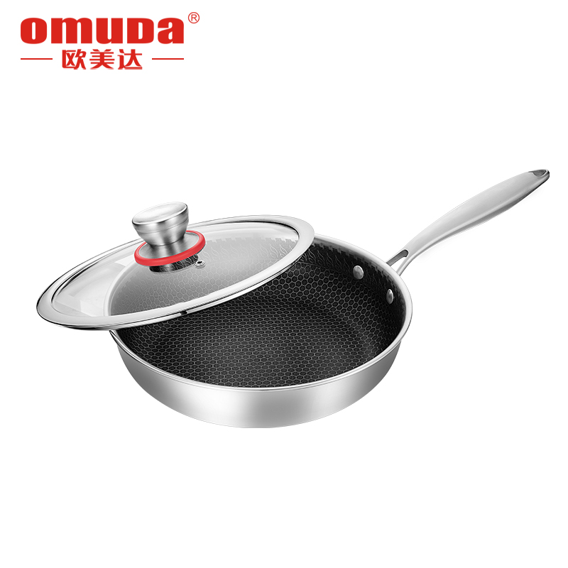 欧美达(Omuda) 316不锈钢炒锅锅不粘层炒菜煎锅物理不粘锅煎鸡蛋牛排锅 JZC28-A高清大图