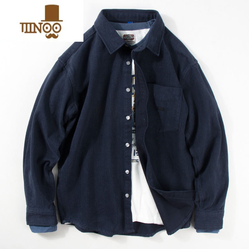 YANXU外套男2021年厚实宽松休闲夹克日系复古工装潮牌长袖潮牌A长高清大图