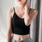 波迷娜(BOMINA)小吊带背心女2021春夏新款外穿内搭修身美背吊带背心女带胸垫短款打底吊带女内搭棉小背心黑色外穿网红