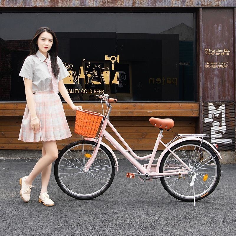 通勤自行车男女通用轻便自行车24寸26寸小清新代步单车