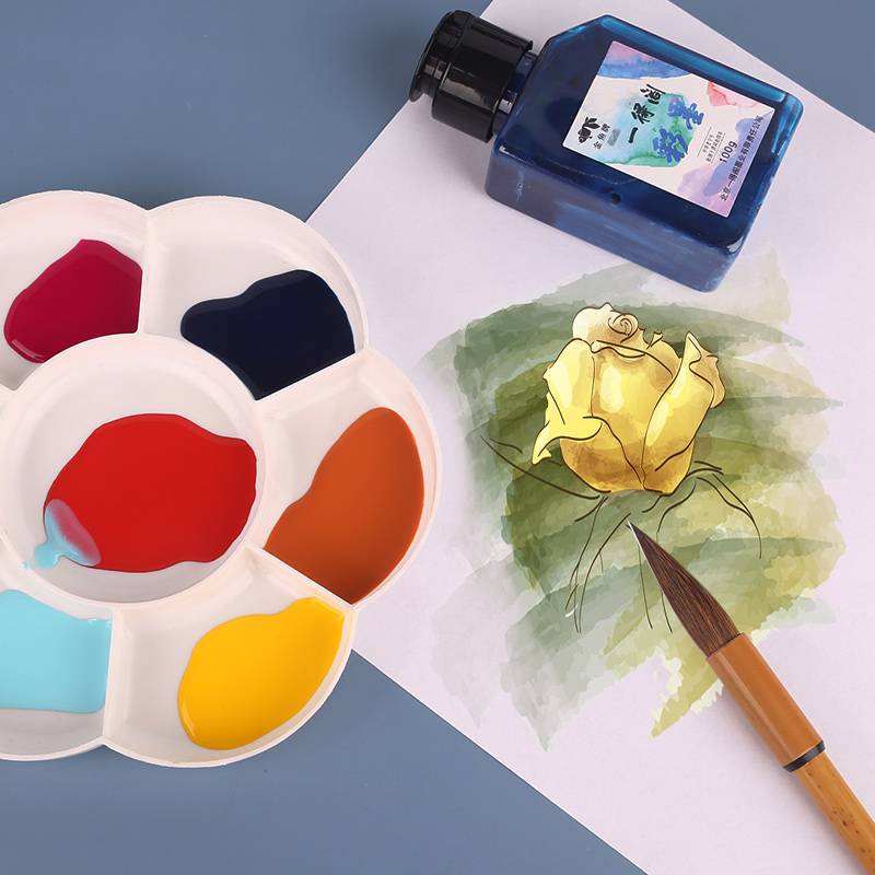 小瓶国画彩墨毛笔画学生初学者美术专用可水洗儿童幼儿园画画彩色颜料