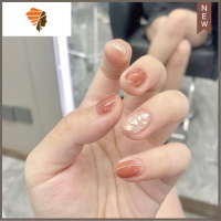 纯色草绿磨砂短款显白穿戴甲成品美甲贴片指甲贴片防水可拆 三维工匠 001裸色贝壳