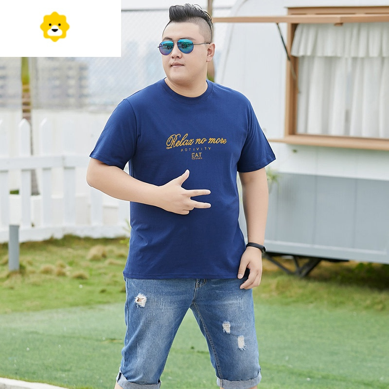 fishbasket季男圆领短袖t恤加肥加大码胖子宽松半袖上衣t肥佬运动汗衫
