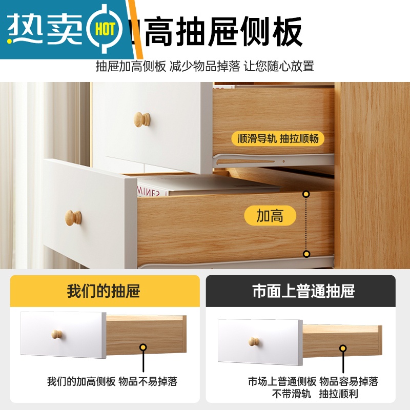 敬平斗柜简约现代五斗橱抽屉置物柜卧室靠墙实木腿客厅收纳柜子储物柜高清大图