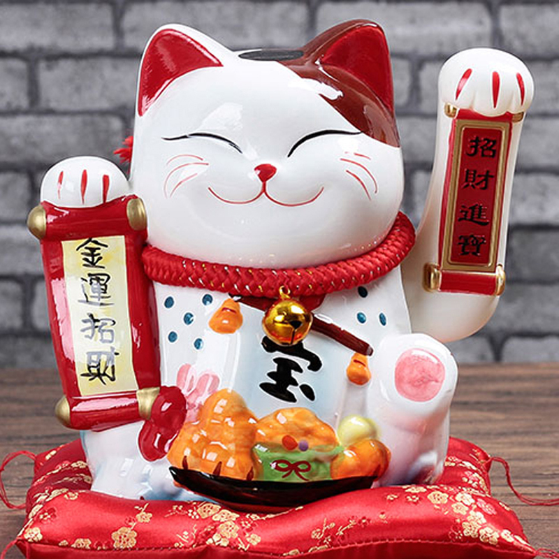 猫摆件自动招手店铺开业陶瓷大号电动摇手发财猫家居创意礼品 三维工匠 10寸进宝款猫高清大图