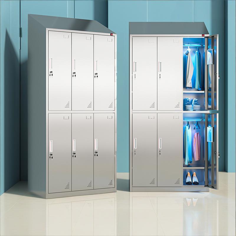 易企采 【304不锈钢】六门 1950*900*500MM 斜顶紫外线消毒宿舍更衣柜 单位:台 货期七天 质保一年