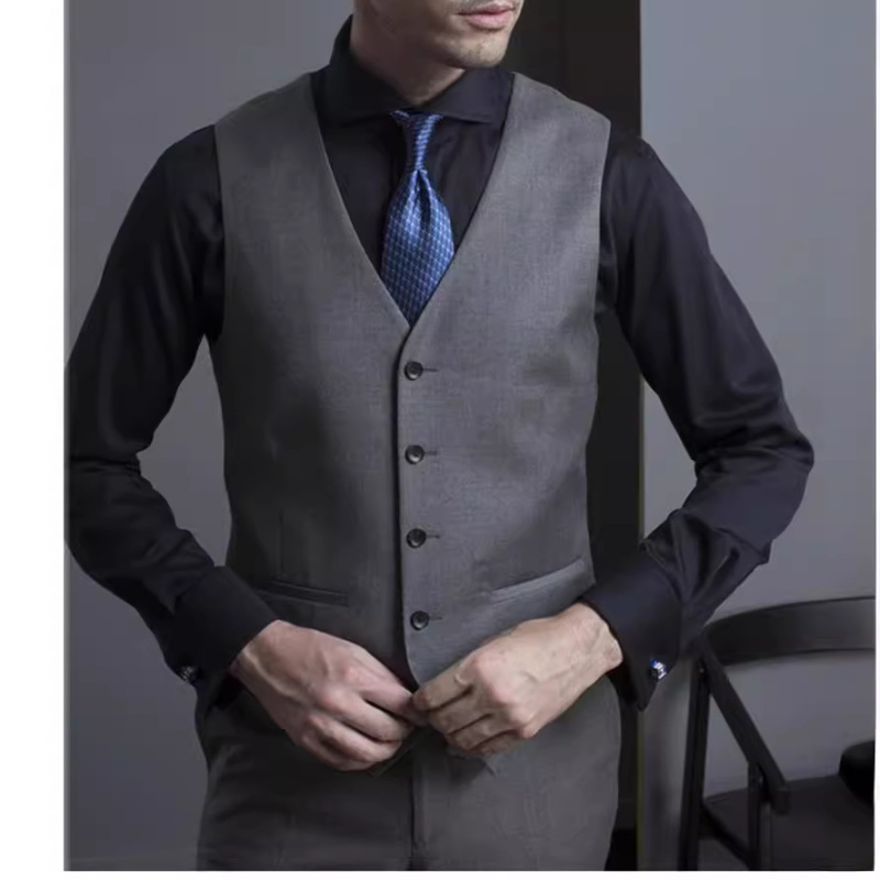 海澜之家(HLA)马甲修身商务职业装背心坎肩灰色 46码高清大图