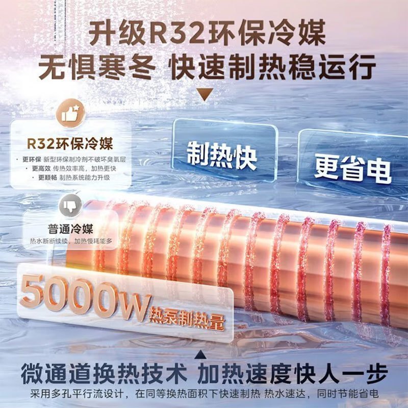 美的(Midea)空气能热水器300升 超一级能效75℃高温水洗R32冷媒电辅 RSJF-51/DN8-300C(E1)
