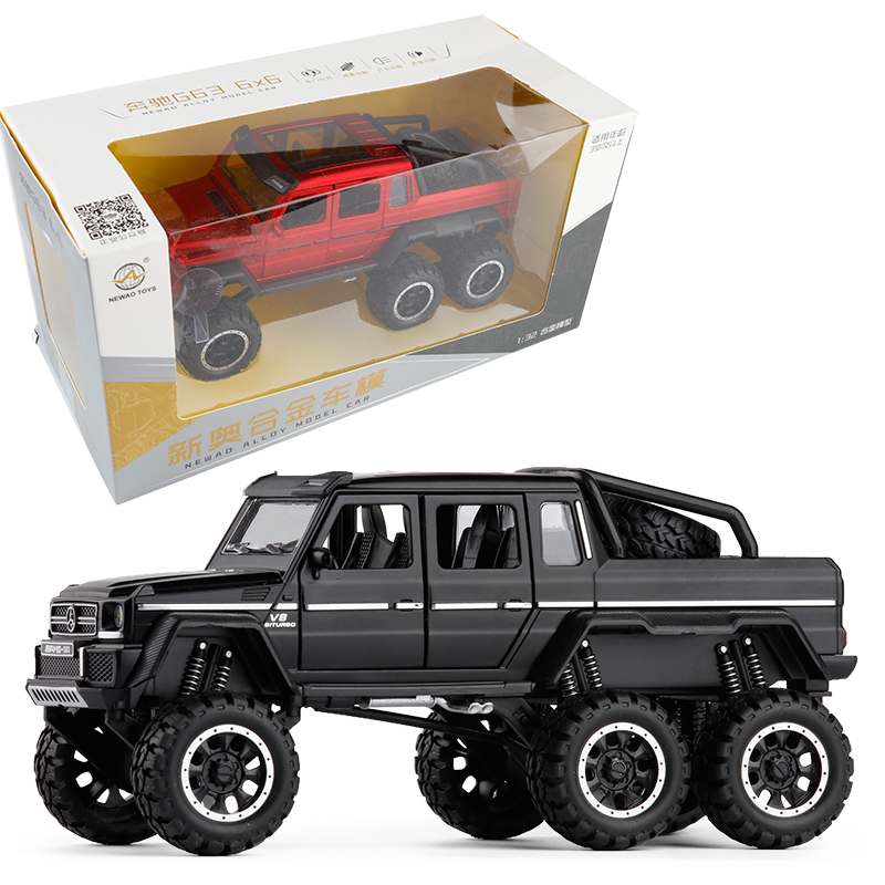 玥乐1/32迈巴赫G65大脚避震越野合金车模灯光音乐金属儿童玩具车 黑色