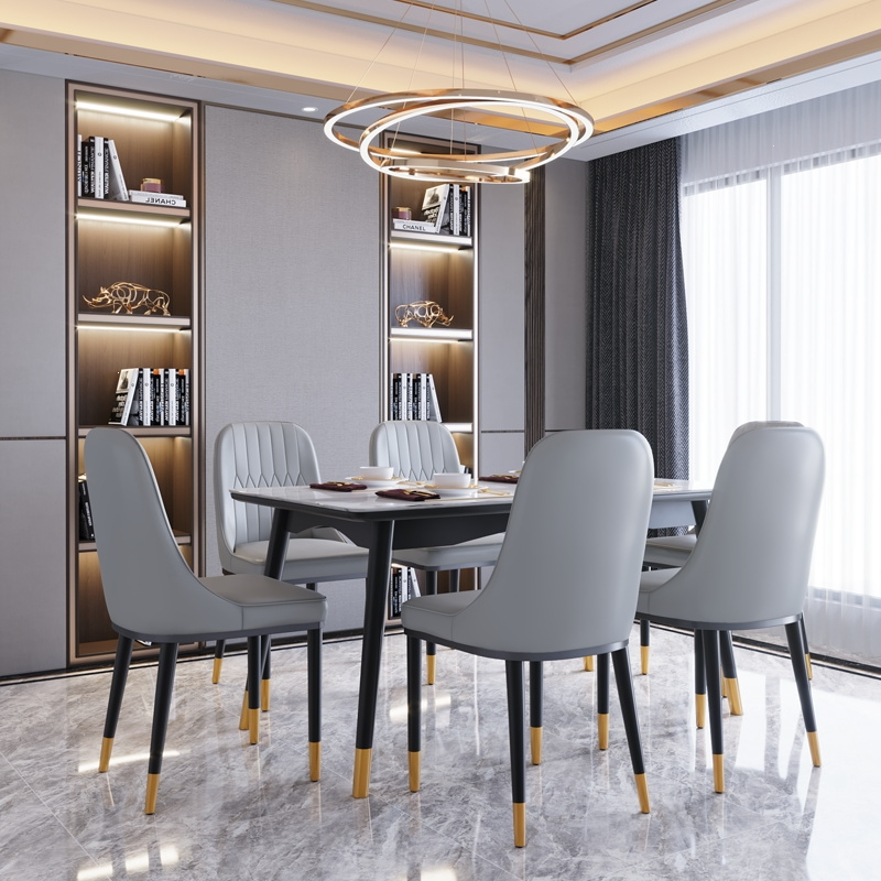 北欧餐桌椅组合现代简约小户型家用轻奢餐桌长方形大理石饭桌