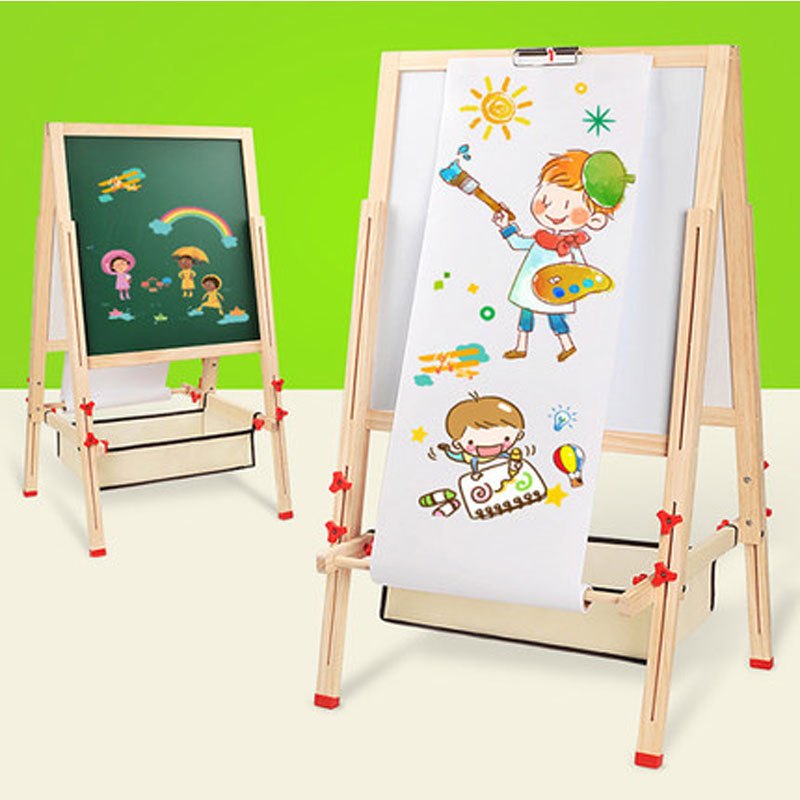 儿童画板画架套装双面磁性可升降小黑板支架式家用宝宝教学写字板创意
