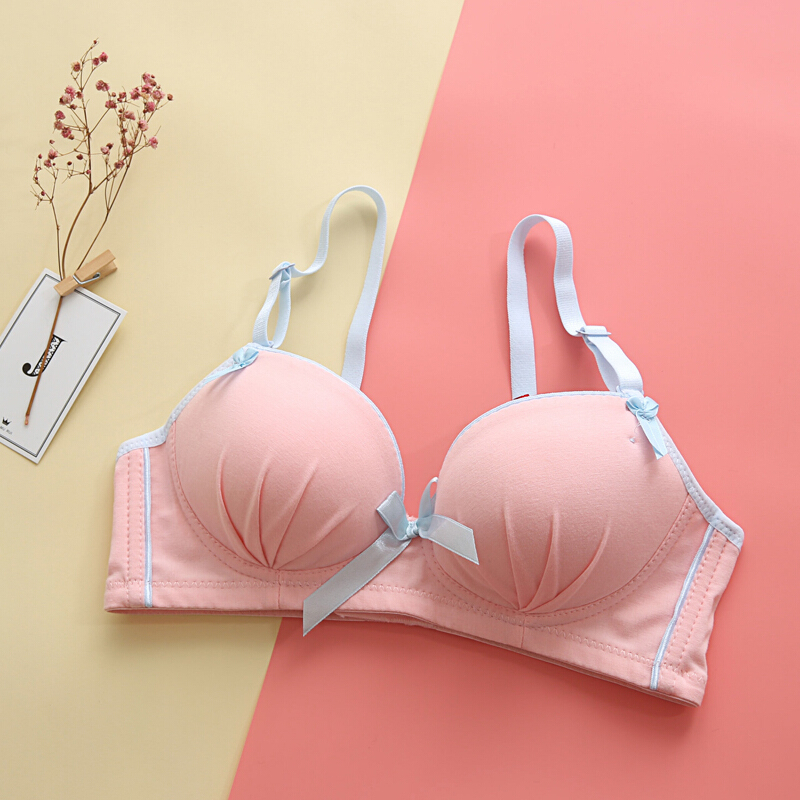 无钢圈拢定型内衣高中少文胸育期18-19岁背心