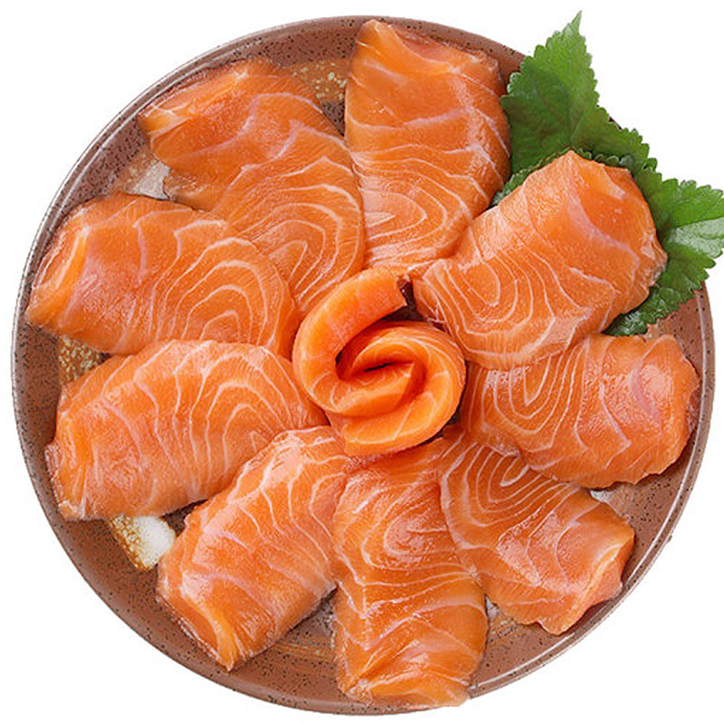 冰鲜即食新鲜鲑鱼生三纹鱼片500g海鲜水产鲜活寿司食材刺身深海海鱼