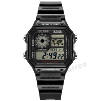 卡西欧CASIO数字男士手表运动腕表Regular普通系列多功能男表AE-1000W-1A防水学生电子表 男 30m