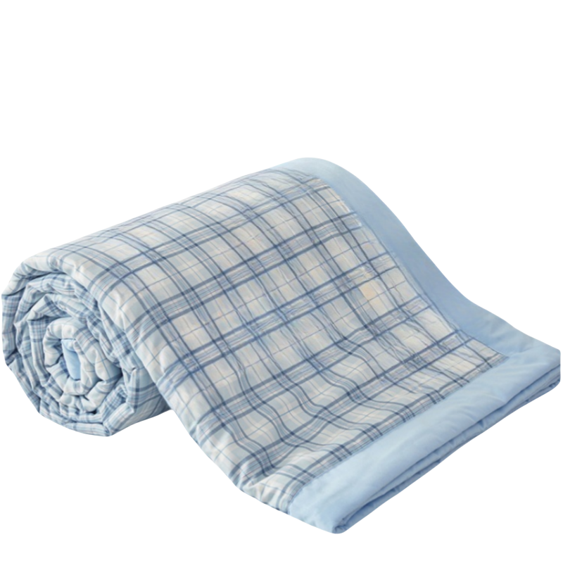 铭思沃夏凉被150*200cm条 蓝白格高清大图