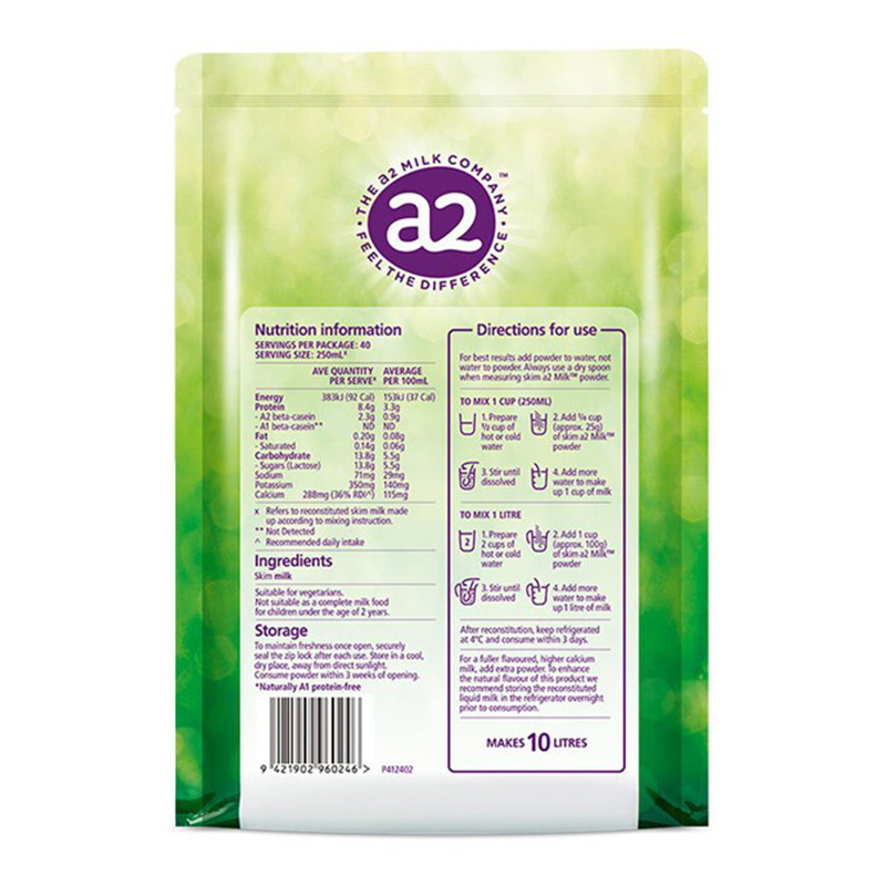 澳洲发/3袋装-澳洲a2进口脱脂成人奶粉1000g/袋装 新西兰原产冲饮 学生青少年老人女士成人孕妇通用高钙奶粉