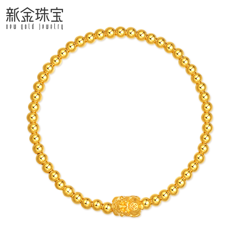 新金珠宝 足金999光珠貔貅手串5D硬金古法金珠手链金重约1.78克1042