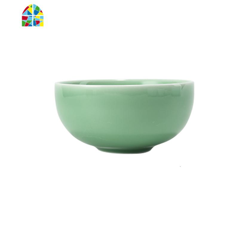 龙泉青瓷家用吃饭碗单个陶瓷餐具十个碗碟套装纯色米饭碗 FENGHOU 第窑梅子青8个(袋礼盒)高清大图