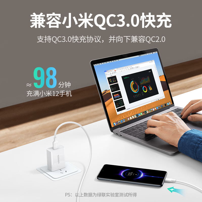 绿联(UGREEN)适用小米18W充电头器苹果安卓QC3.0快充USB插座头通用红米荣耀华为vivo/iPhone高清大图