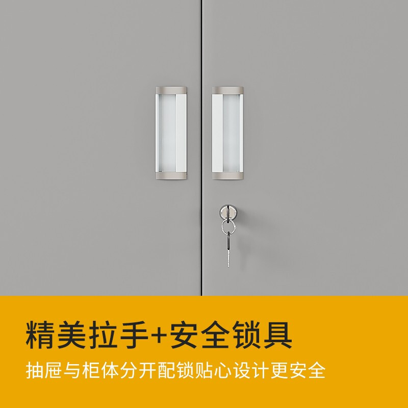域赢工具柜重型车间双开门式五金柜铁皮储物柜多功能器材柜矮柜灰色加厚款