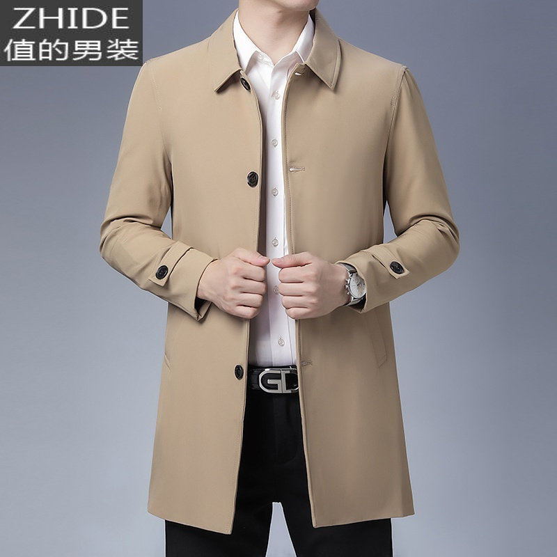 suntek男士中长款衣服男装2020秋冬新款翻领风衣夹克上衣休闲冬装外套