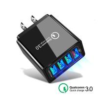 多功能4USB+QC3.0快充适用小米三星华为苹果iPhone美英规充电器头 ShenMai 欧规[白色]欧洲通用深迈