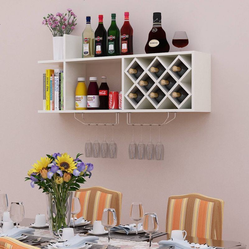 包邮现代简约墙上酒架壁挂墙壁装饰置物架餐厅悬挂红酒格创意酒柜
