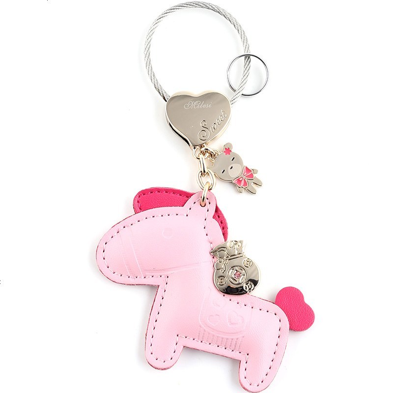 网红马上有钱钥匙扣女式可爱小马挂饰钥匙链女款汽车钥匙挂件女士