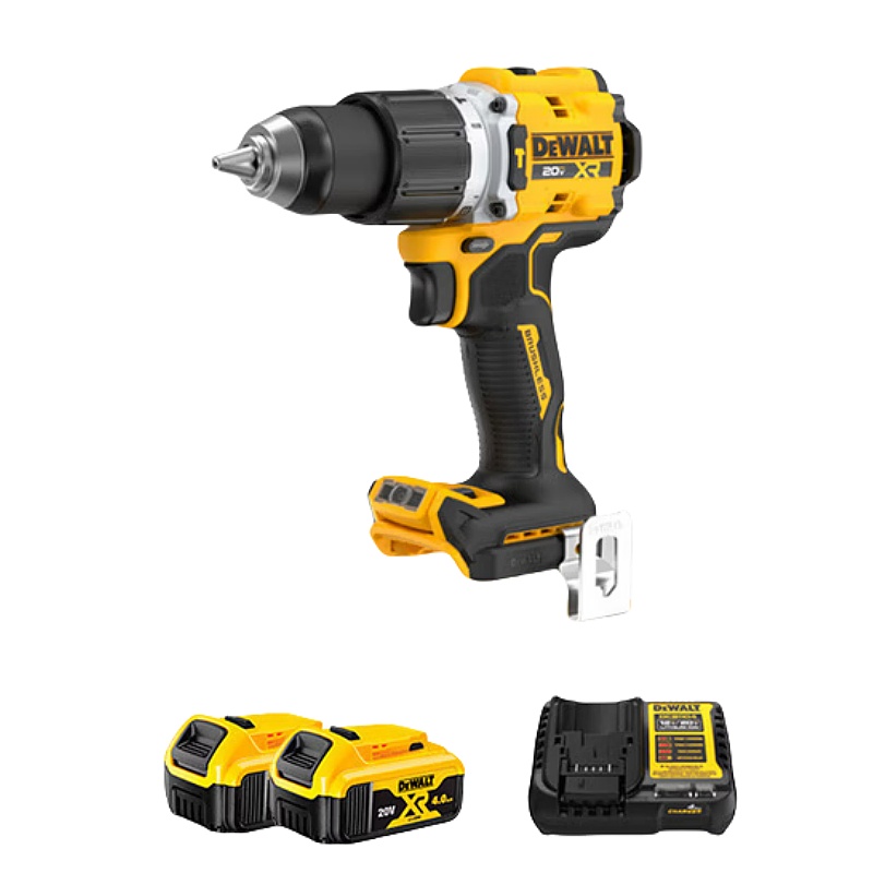 得伟20V锂电无刷紧凑冲击钻DCD806NT+DCB182X2+DCB1104套高清大图