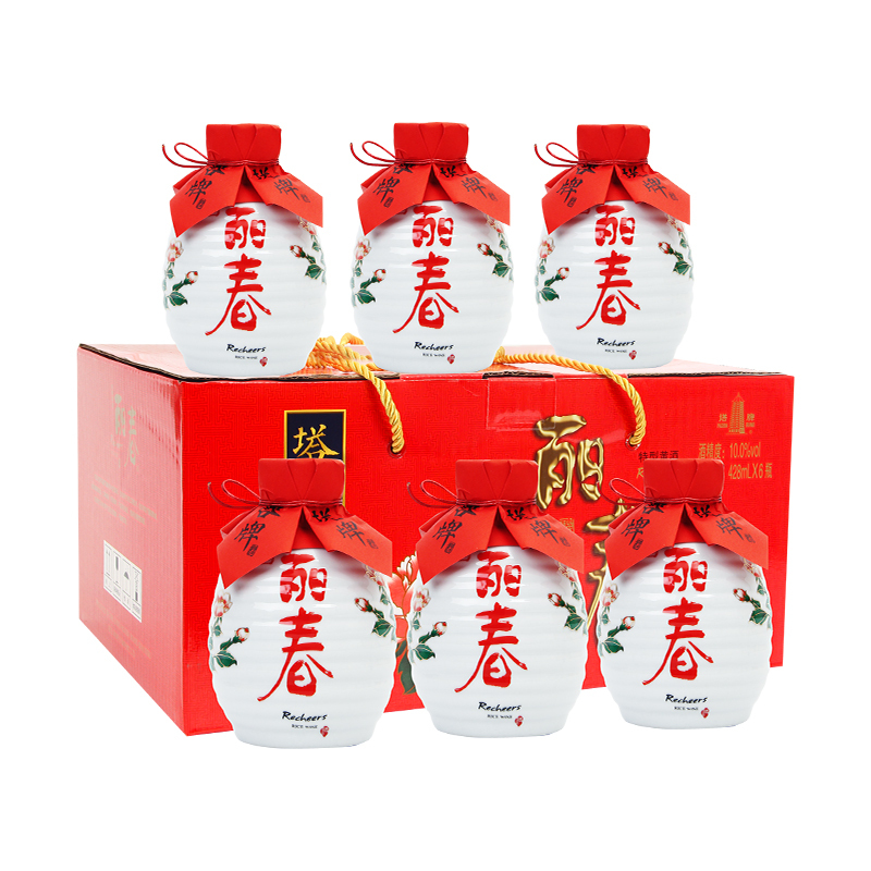 塔牌绍兴黄酒富贵丽春428ml*6瓶半干型花雕酒黄酒年货礼盒整箱