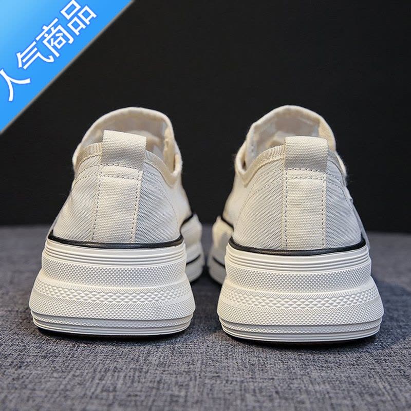 SUNTEK网纱透气小白鞋女2023夏季新款百搭学生时尚系带舒适休闲运动鞋图片