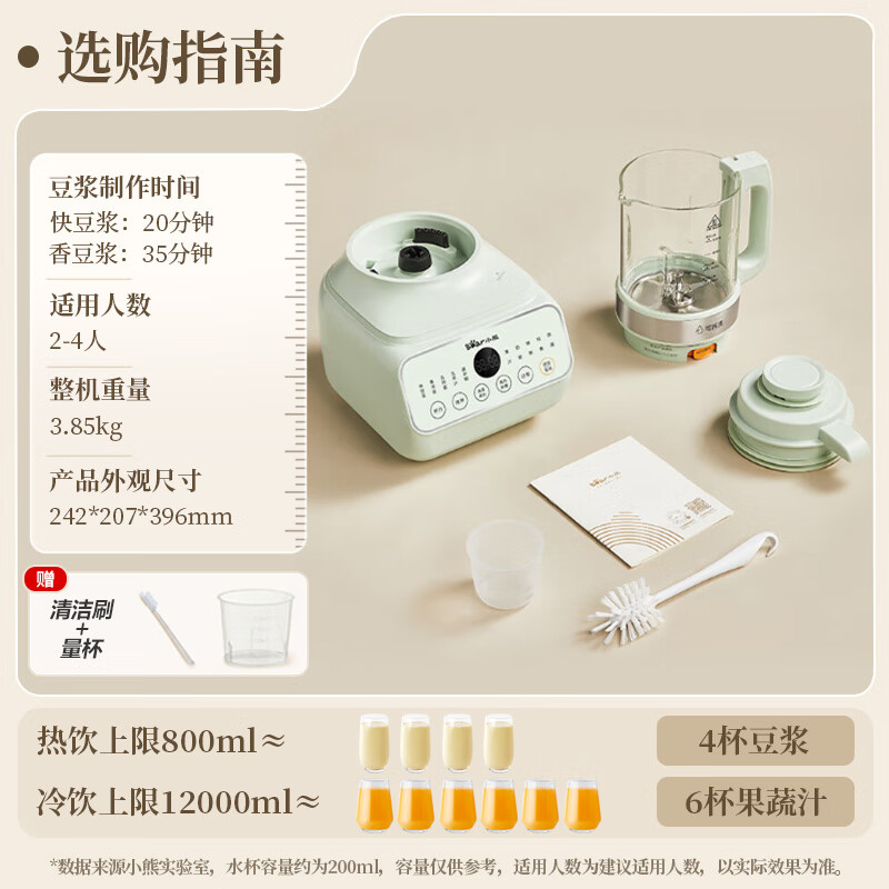 小熊(Bear)低音降噪破壁机 1.2L家用可拆洗豆浆机五谷杂粮料理机榨汁机 PBJ-D12D3高清大图