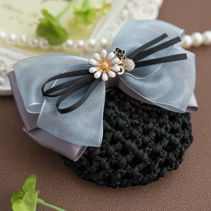 职业头花带网兜发夹发网布艺简约顶夹空姐护士发套工作头饰品1号